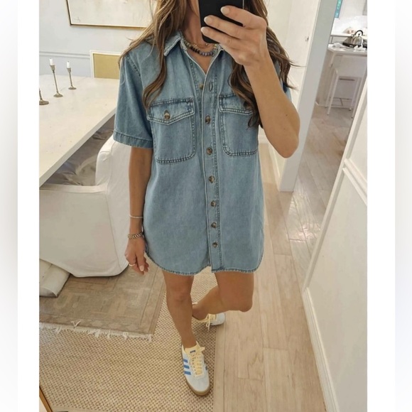 universal thread short sleeve denim shirt dress - Picture 2 of 5